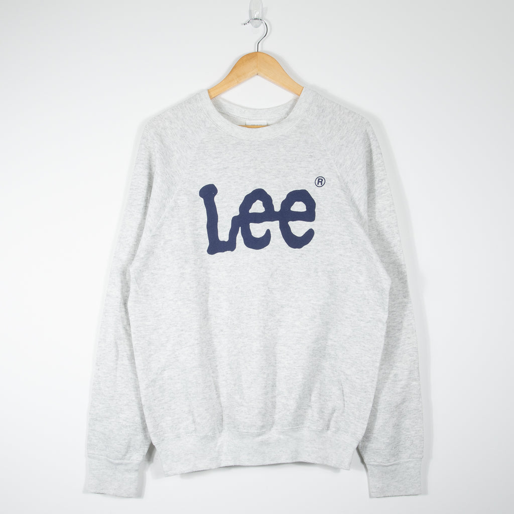 Sweat Vintage Lee Homme Taille L – Gris Coton Molleton Doux, Logo Rétro
