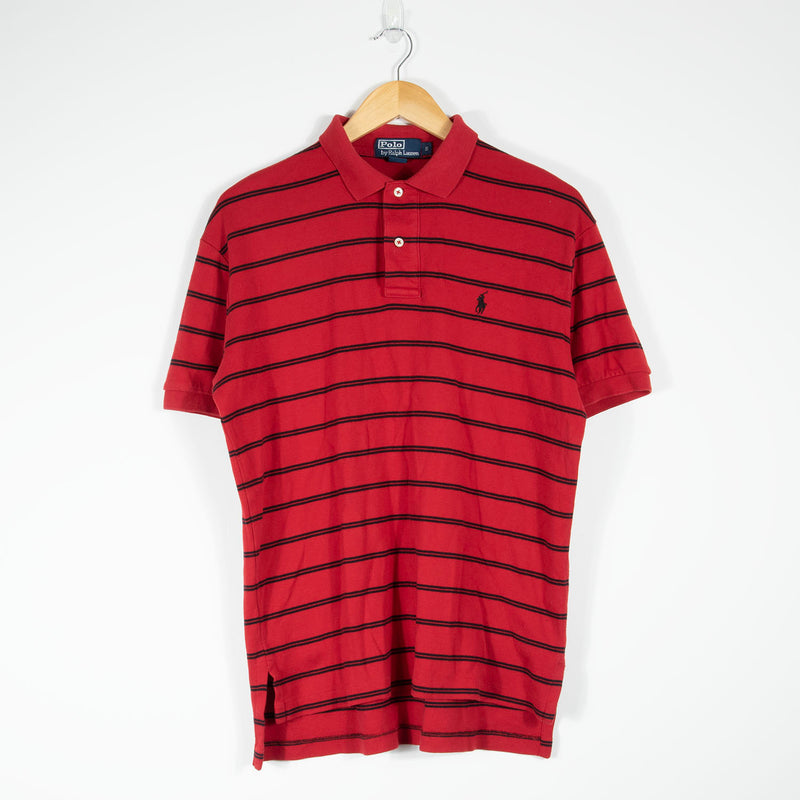 Ralph Lauren Striped Polo Shirt - Red - Small
