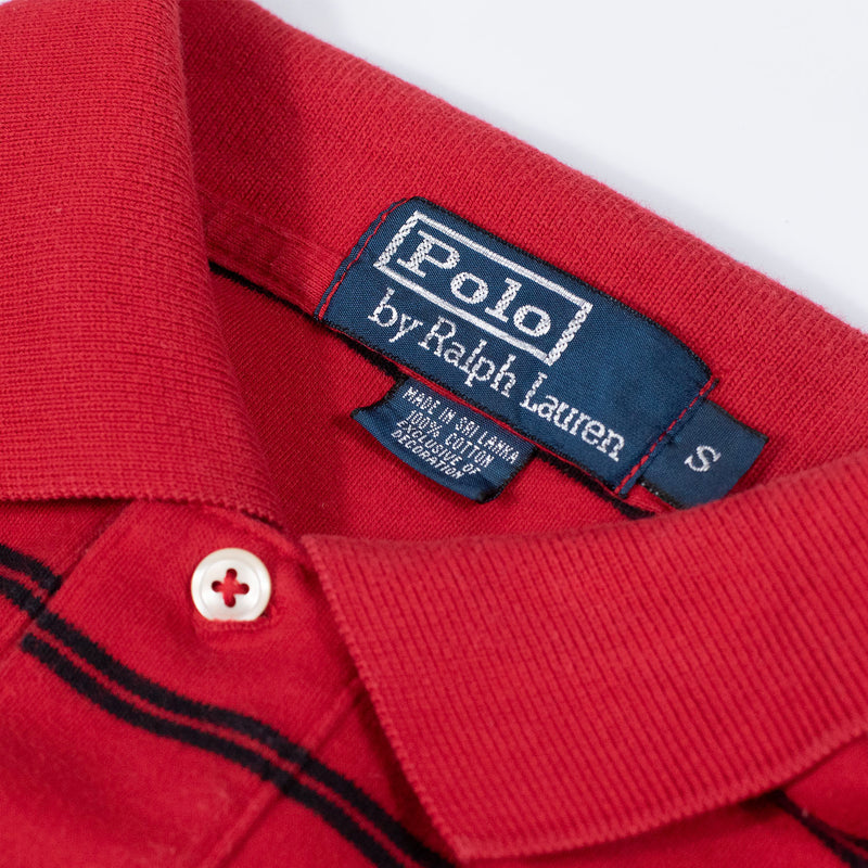 Ralph Lauren Striped Polo Shirt - Red - Small