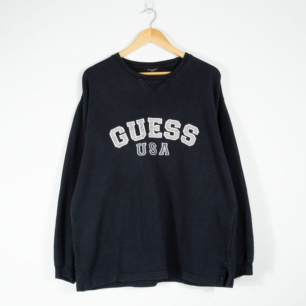 Guess Spellout Sweatshirt - Black - Large