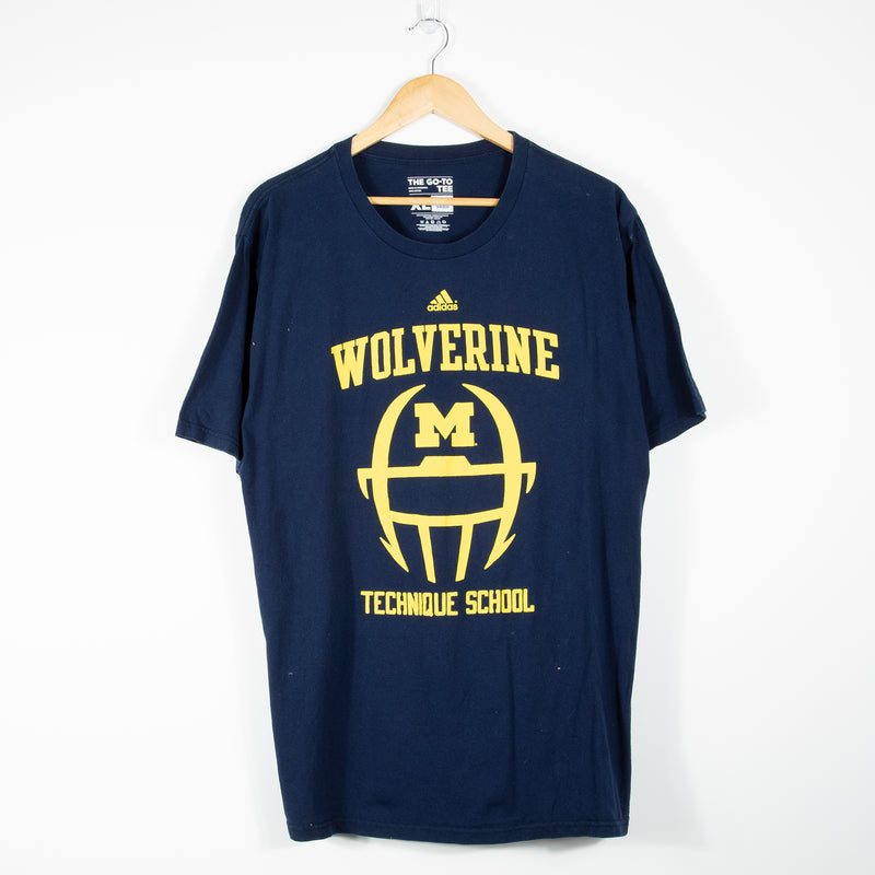 adidas Michigan Wolverines Football T Shirt - Navy - X-Large
