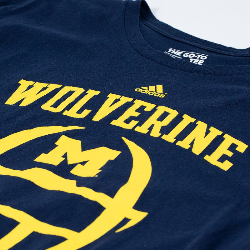 adidas Michigan Wolverines Football T Shirt - Navy - X-Large