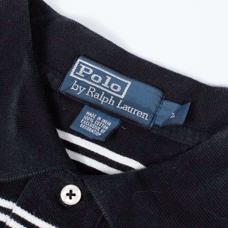 Ralph Lauren Striped Polo Shirt - Black - Large - Tags