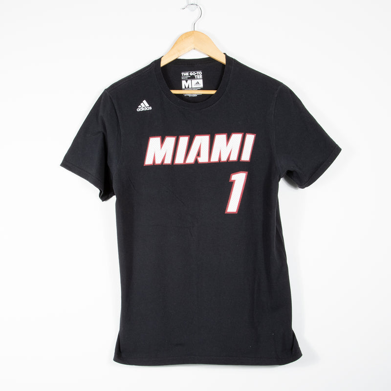 adidas Miami Heat Chris Bosh T-Shirt - Black - Medium - Front