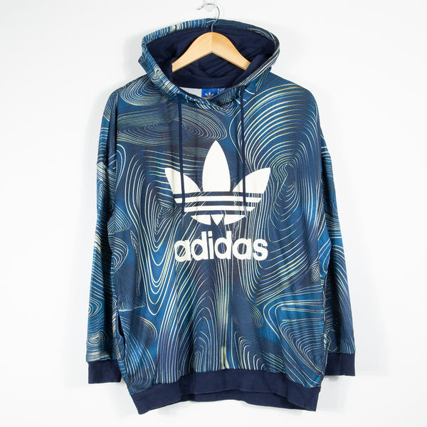 adidas Originals Psychedelic Trefoil Hoodie - Blue - Size 14