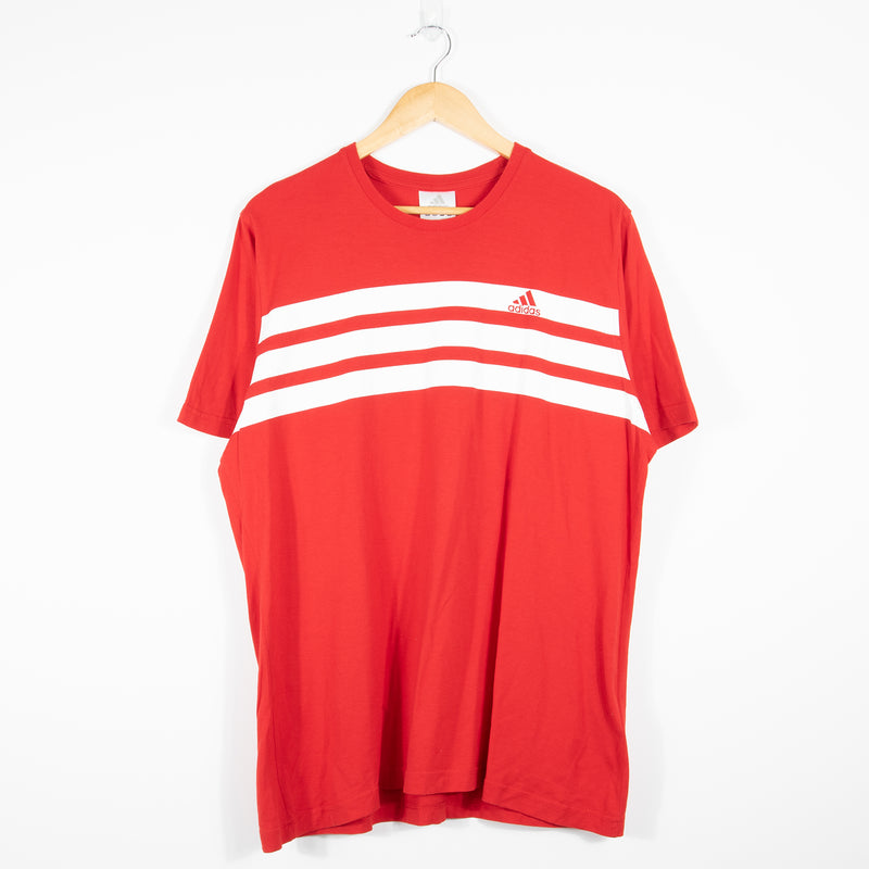 adidas Essentials Three Stripes T Shirt - Red - Large